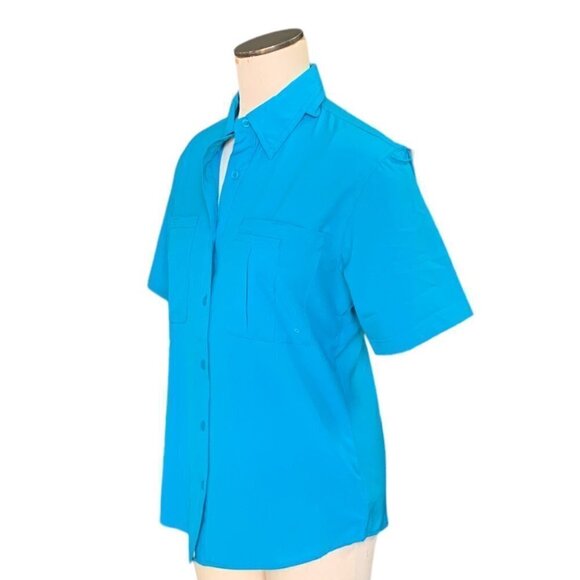 World Wide Sportsman Activewear Fishing Button Up Shirt Women S Blue 133B - Picture 4 of 16